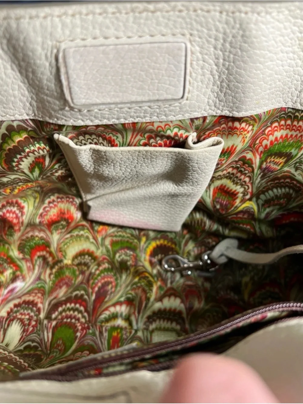 Dooney & Bourke Cream Pebbled Leather Shoulder Bag with Charm